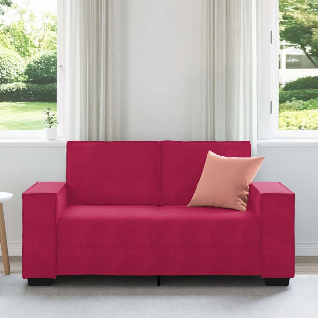 vidaXL Sofa 2-osobowa, winna czerwień, 160x78x84 cm, tapicerowana aksamitem