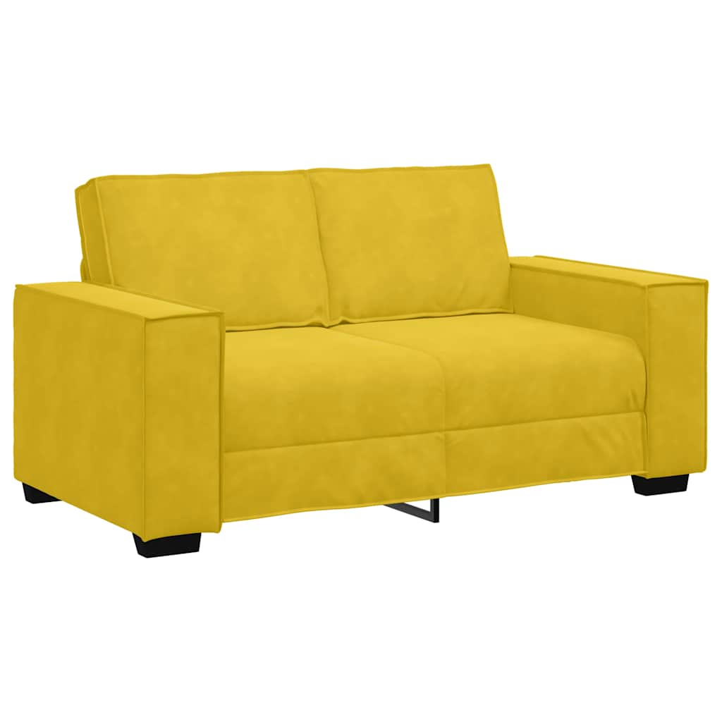vidaXL Sofa 2-osobowa, żółta, 160x78x84 cm, tapicerowana aksamitem
