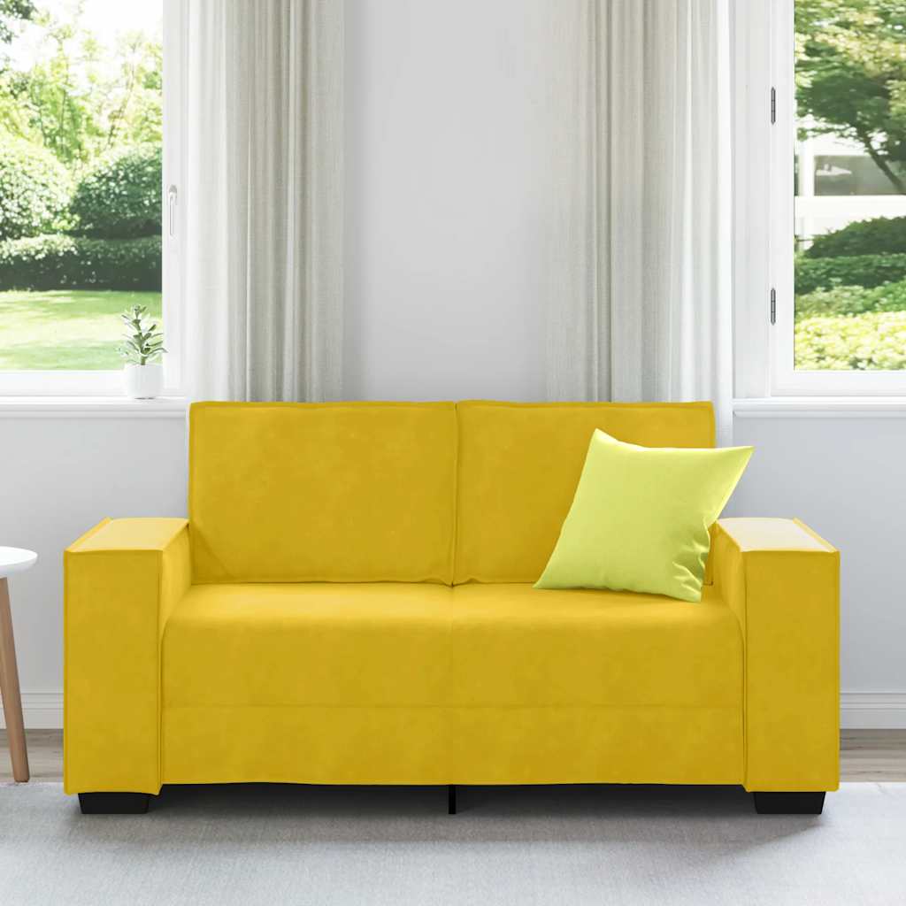 vidaXL Sofa 2-osobowa, żółta, 160x78x84 cm, tapicerowana aksamitem