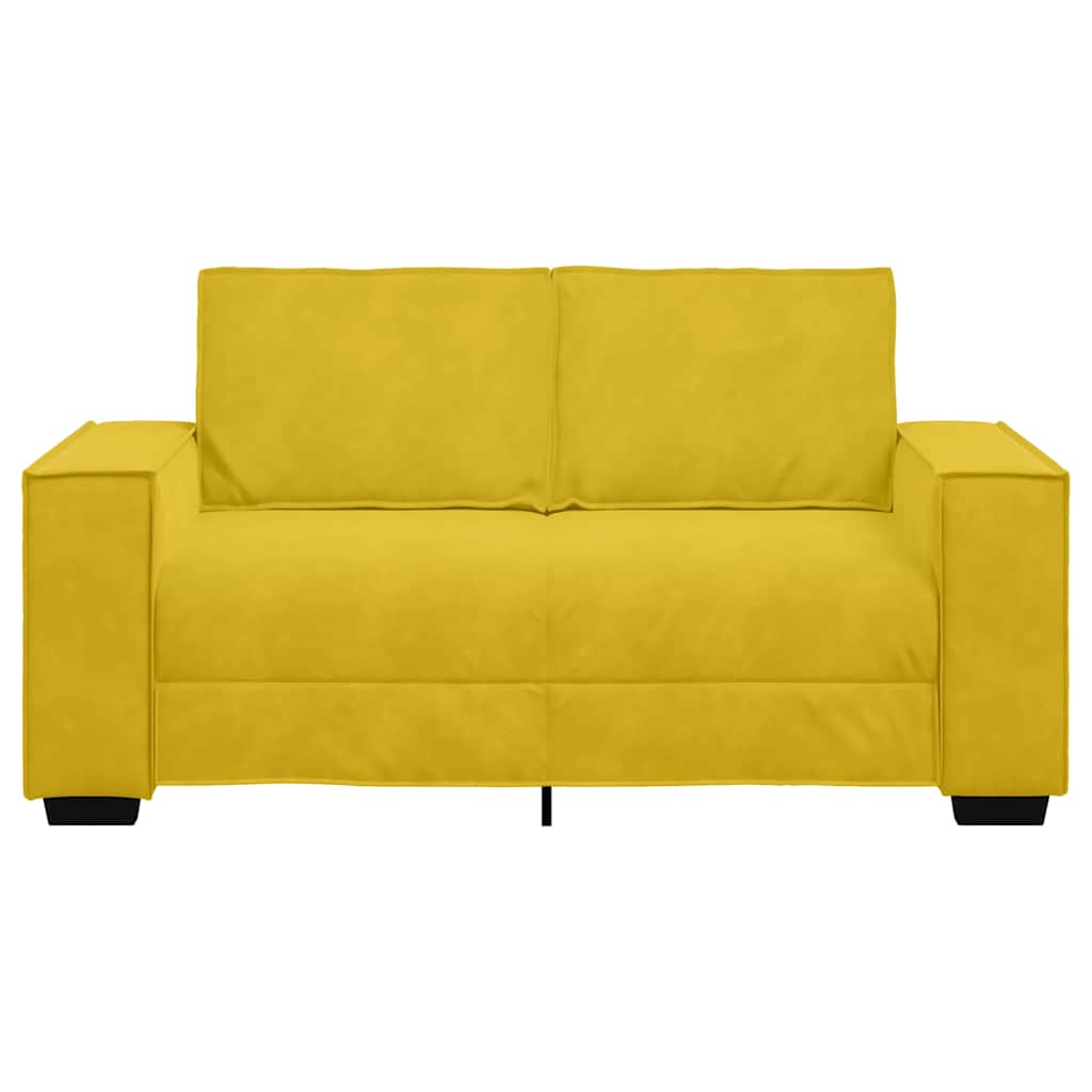 vidaXL Sofa 2-osobowa, żółta, 160x78x84 cm, tapicerowana aksamitem