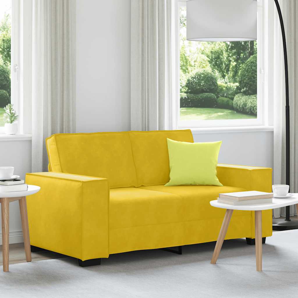 vidaXL Sofa 2-osobowa, żółta, 160x78x84 cm, tapicerowana aksamitem
