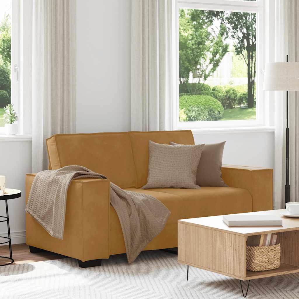 vidaXL Sofa 2-osobowa, brązowy, 160x78x84 cm, tapicerowana aksamitem