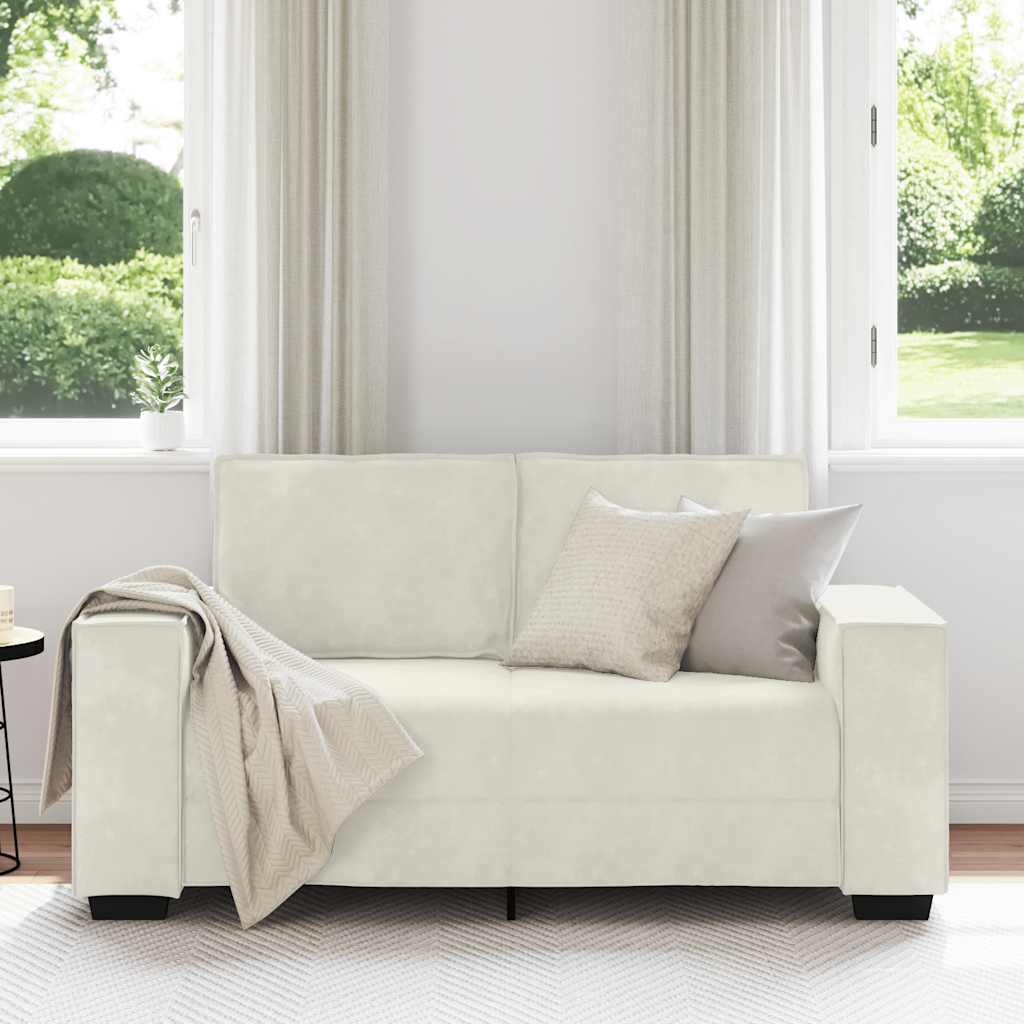 vidaXL Sofa 2-osobowa, kremowy, 160x78x84 cm, tapicerowana aksamitem