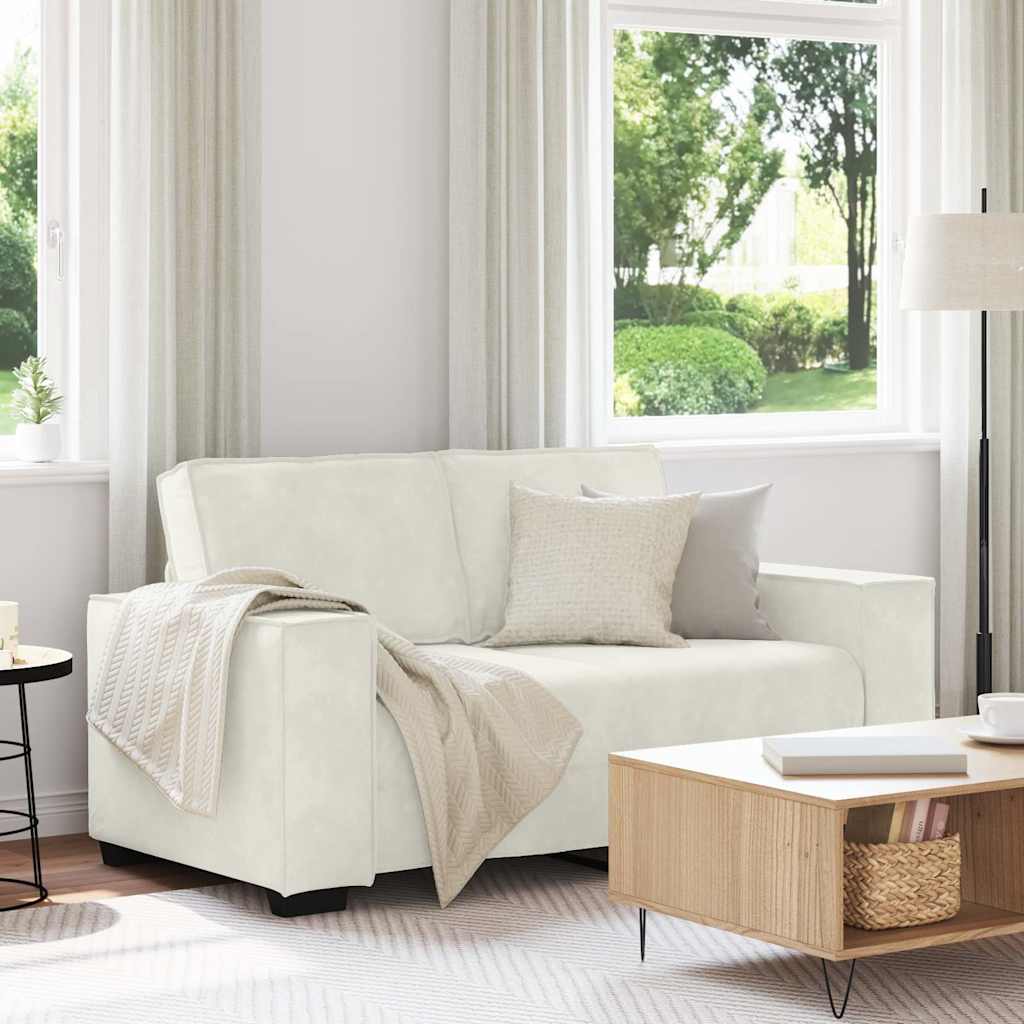 vidaXL Sofa 2-osobowa, kremowy, 160x78x84 cm, tapicerowana aksamitem