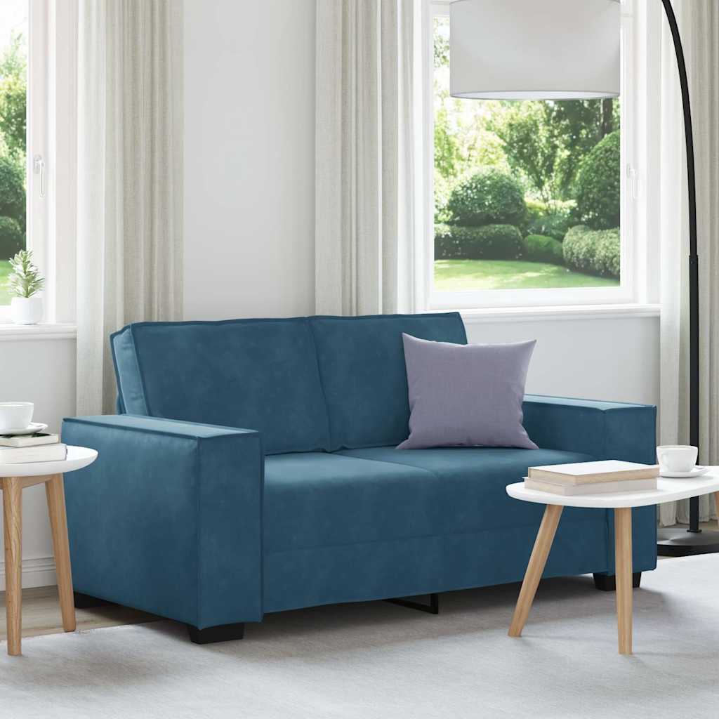vidaXL Sofa 2-osobowa, niebieski, 160x78x84 cm, tapicerowana aksamitem