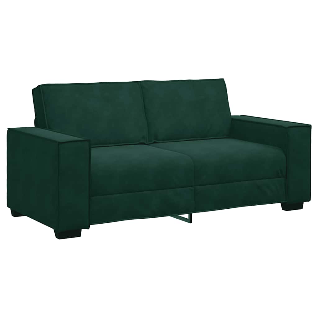 vidaXL Sofa 2-osobowa, ciemnozielona, 180x78x84 cm, tapicerowana aksamitem
