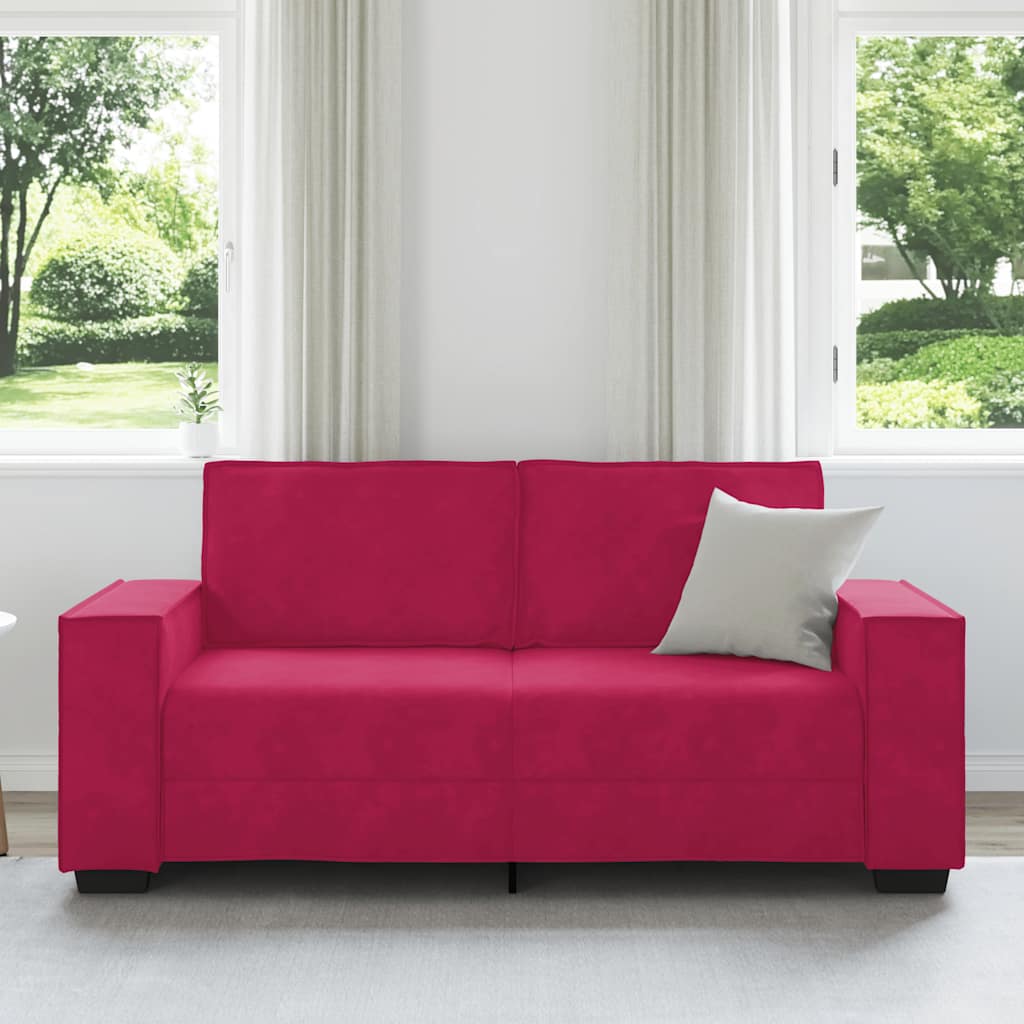 vidaXL Sofa 2-osobowa, winna czerwień, 180x78x84 cm, tapicerowana aksamitem