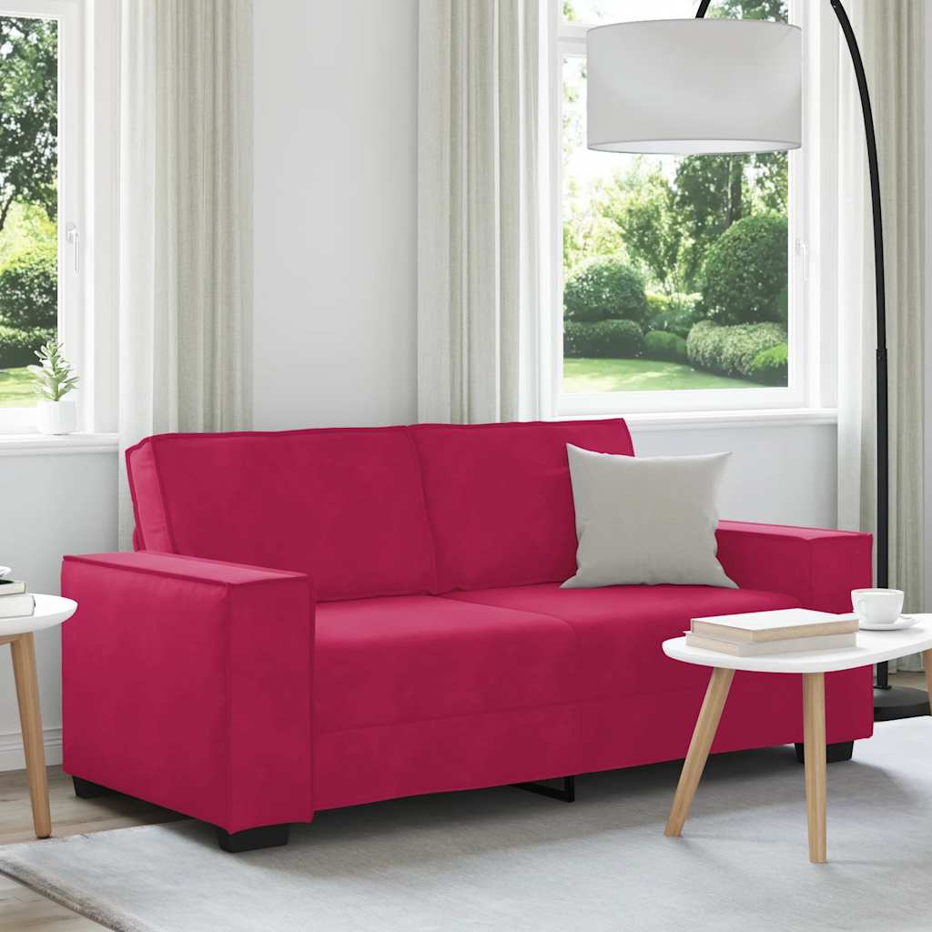 vidaXL Sofa 2-osobowa, winna czerwień, 180x78x84 cm, tapicerowana aksamitem