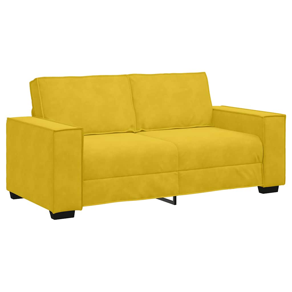 vidaXL Sofa 2-osobowa, żółta, 180x78x84 cm, tapicerowana aksamitem