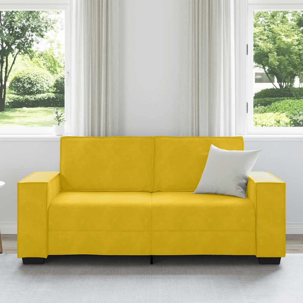 vidaXL Sofa 2-osobowa, żółta, 180x78x84 cm, tapicerowana aksamitem