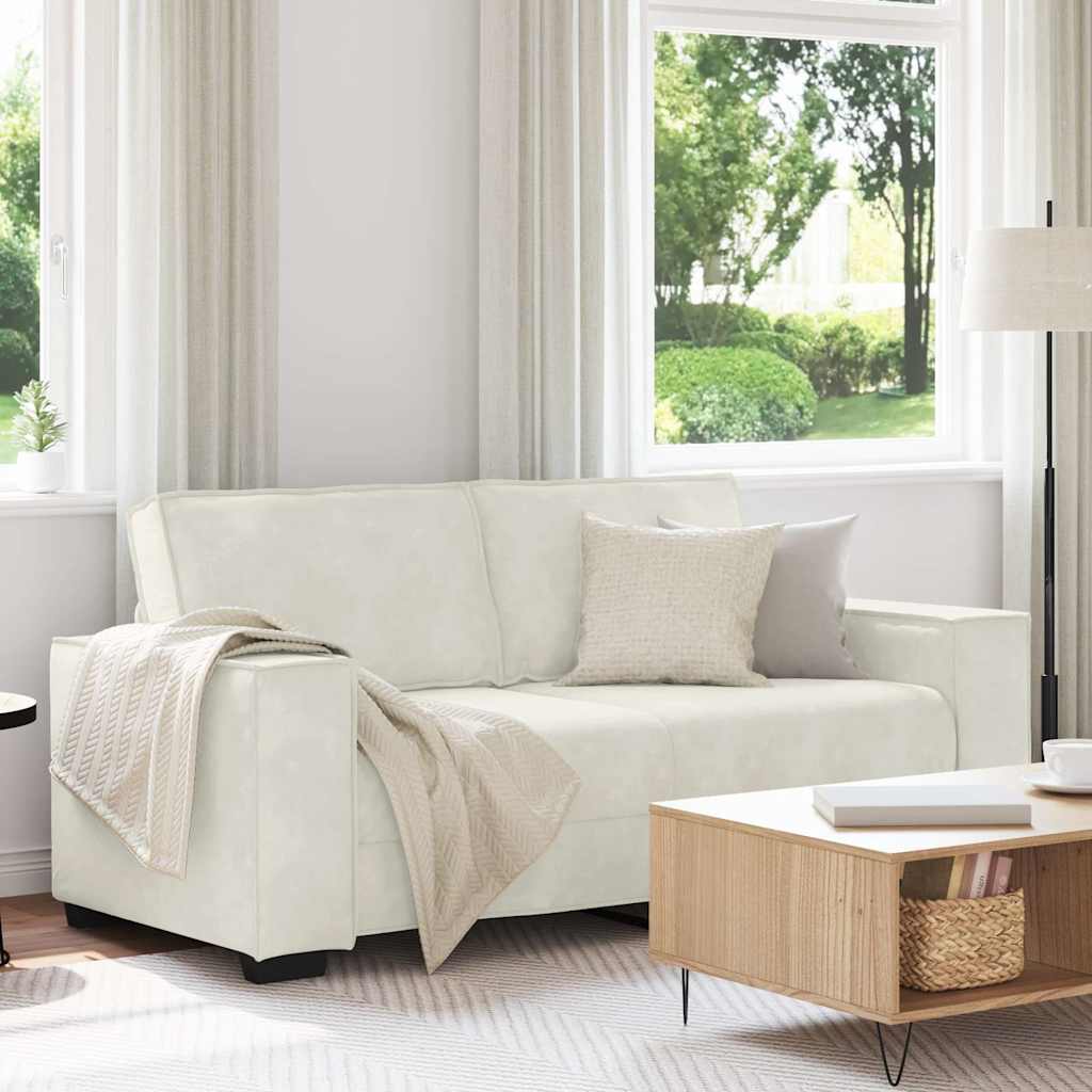 vidaXL Sofa 2-osobowa, kremowy, 180x78x84 cm, tapicerowana aksamitem