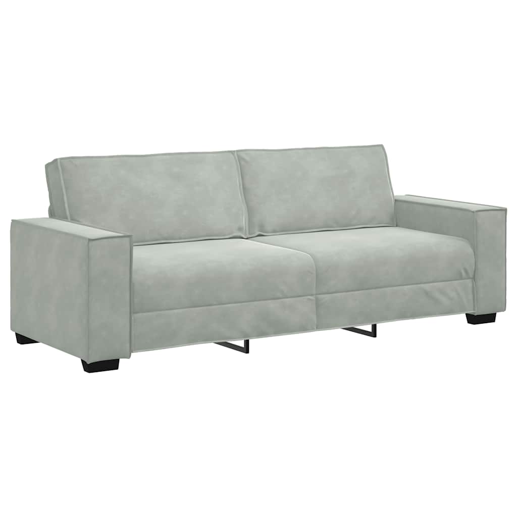 vidaXL Sofa 3-osobowa, jasnoszara, 220x78x84 cm, tapicerowana aksamitem