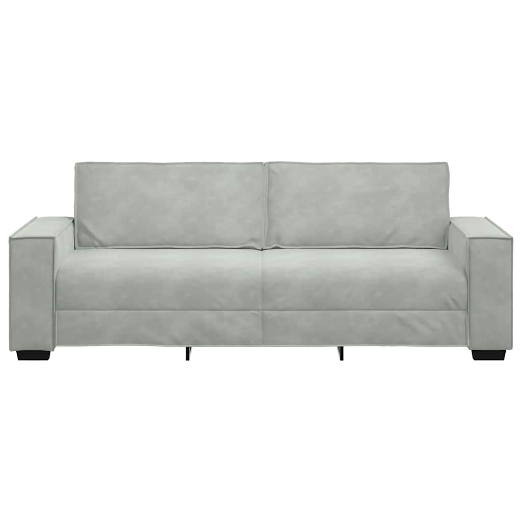 vidaXL Sofa 3-osobowa, jasnoszara, 220x78x84 cm, tapicerowana aksamitem