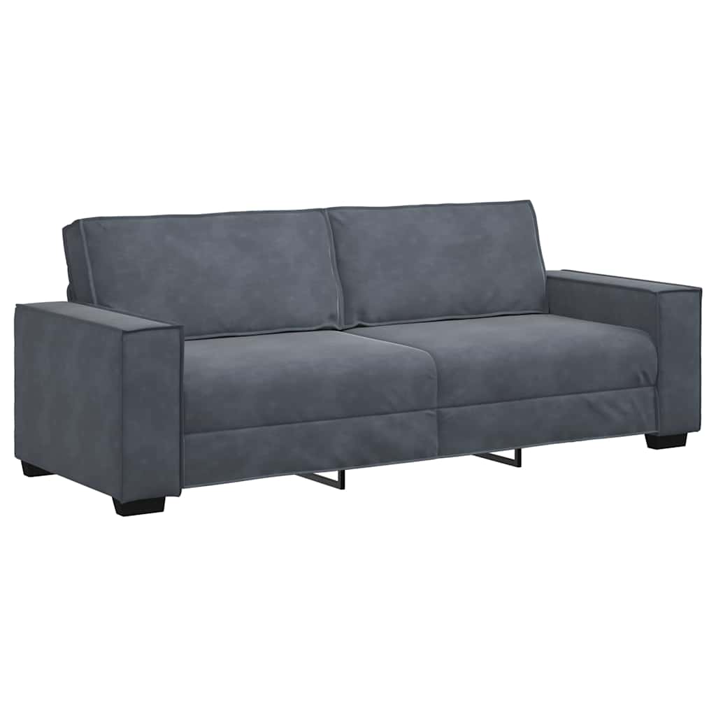 vidaXL Sofa 3-osobowa, ciemnoszara, 220x78x84 cm, obita aksamitem