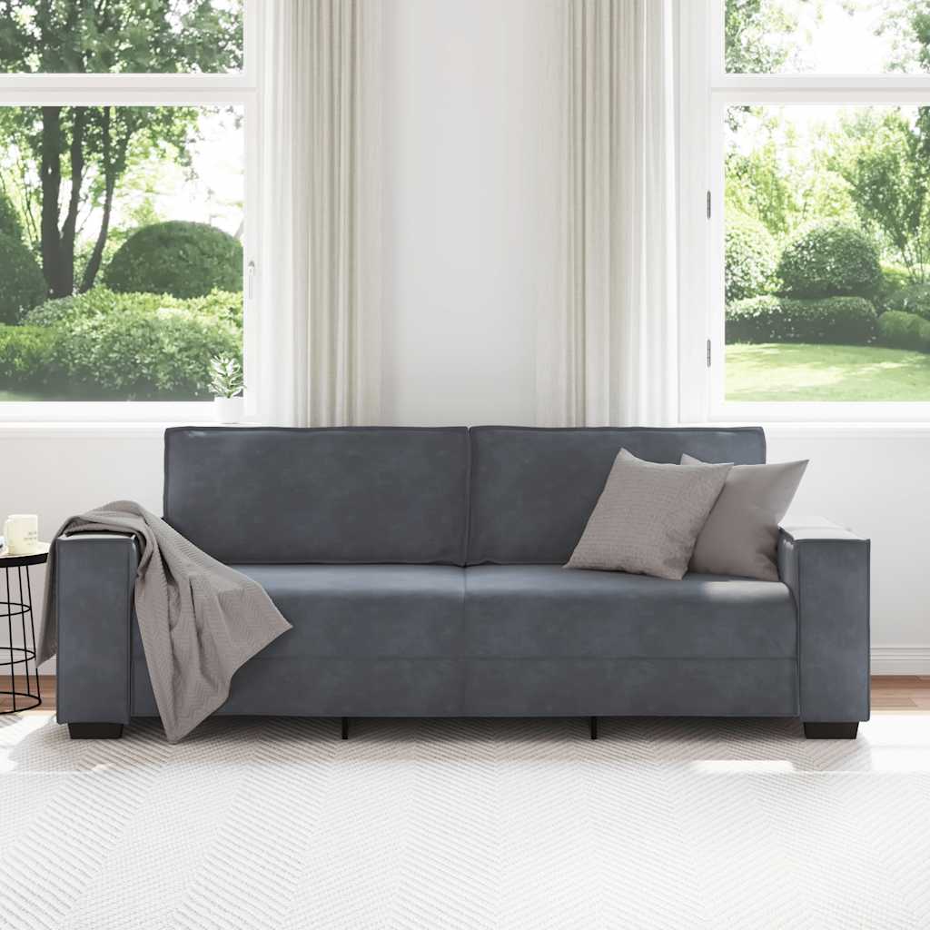 vidaXL Sofa 3-osobowa, ciemnoszara, 220x78x84 cm, obita aksamitem