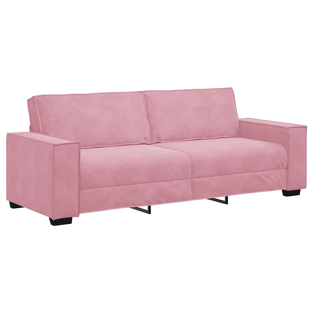 vidaXL Sofa 3-osobowa, różowa, 220x78x84 cm, obita aksamitem