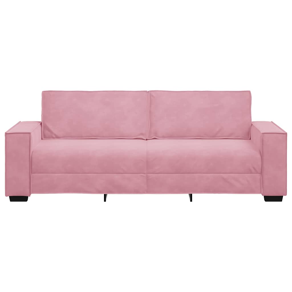 vidaXL Sofa 3-osobowa, różowa, 220x78x84 cm, obita aksamitem