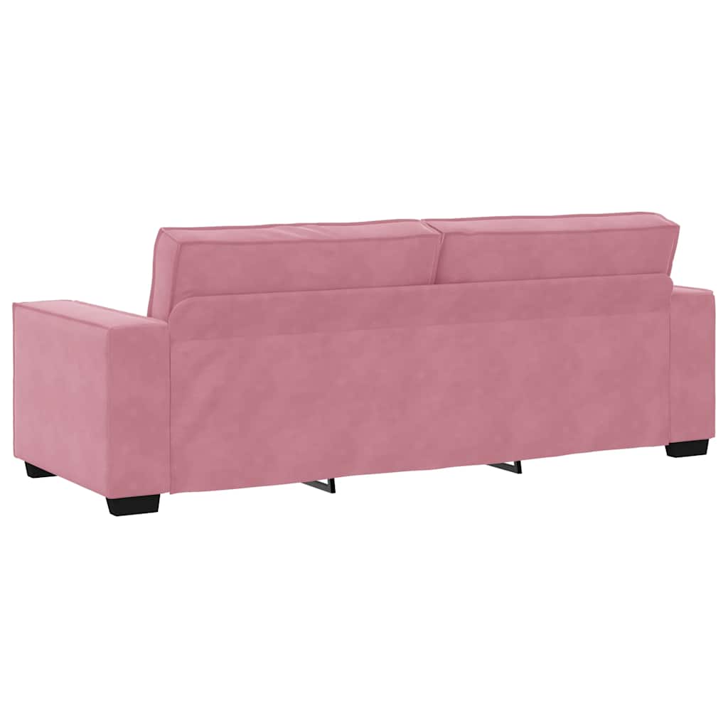 vidaXL Sofa 3-osobowa, różowa, 220x78x84 cm, obita aksamitem