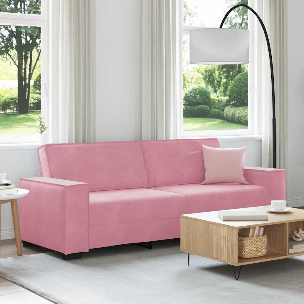 vidaXL Sofa 3-osobowa, różowa, 220x78x84 cm, obita aksamitem