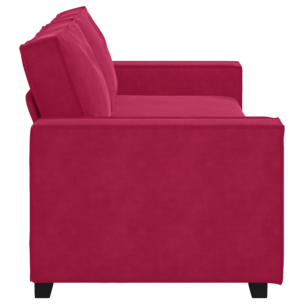 vidaXL Sofa 3-osobowa, winna czerwień, 220x78x84 cm, obita aksamitem