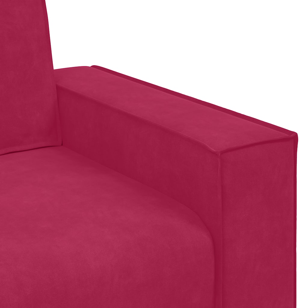 vidaXL Sofa 3-osobowa, winna czerwień, 220x78x84 cm, obita aksamitem