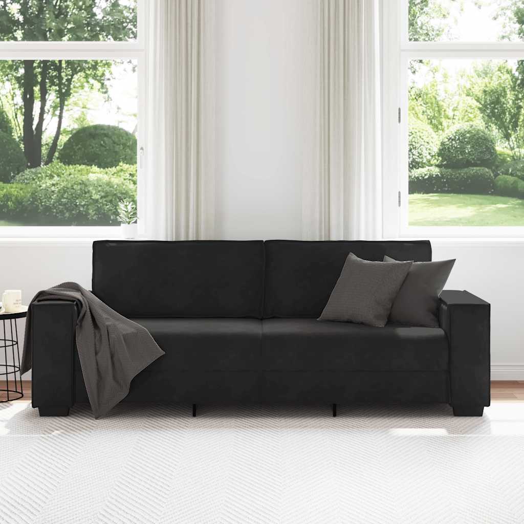 vidaXL Sofa 3-osobowa, czarny, 220x78x84 cm, tapicerowana aksamitem