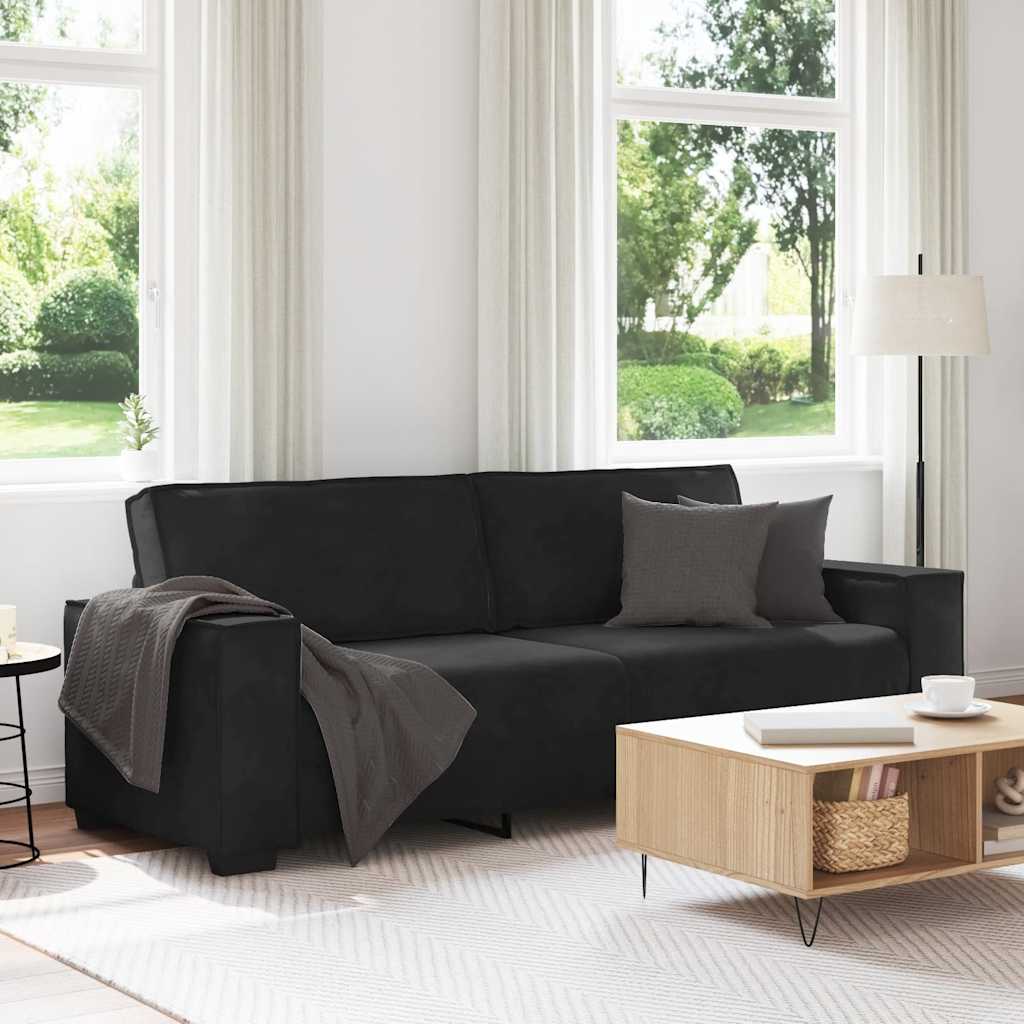 vidaXL Sofa 3-osobowa, czarny, 220x78x84 cm, tapicerowana aksamitem