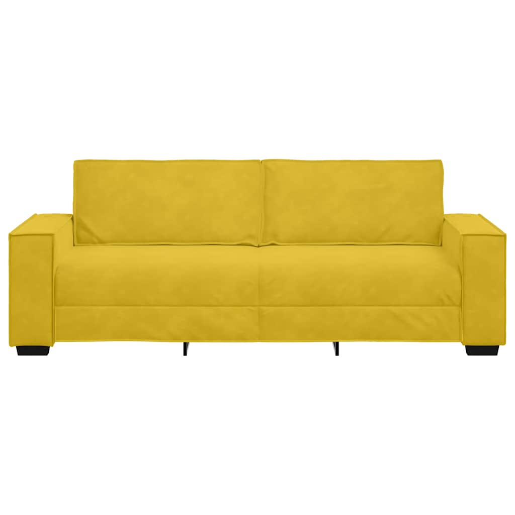 vidaXL Sofa 3-osobowa, żółty, 220x78x84 cm, tapicerowana aksamitem