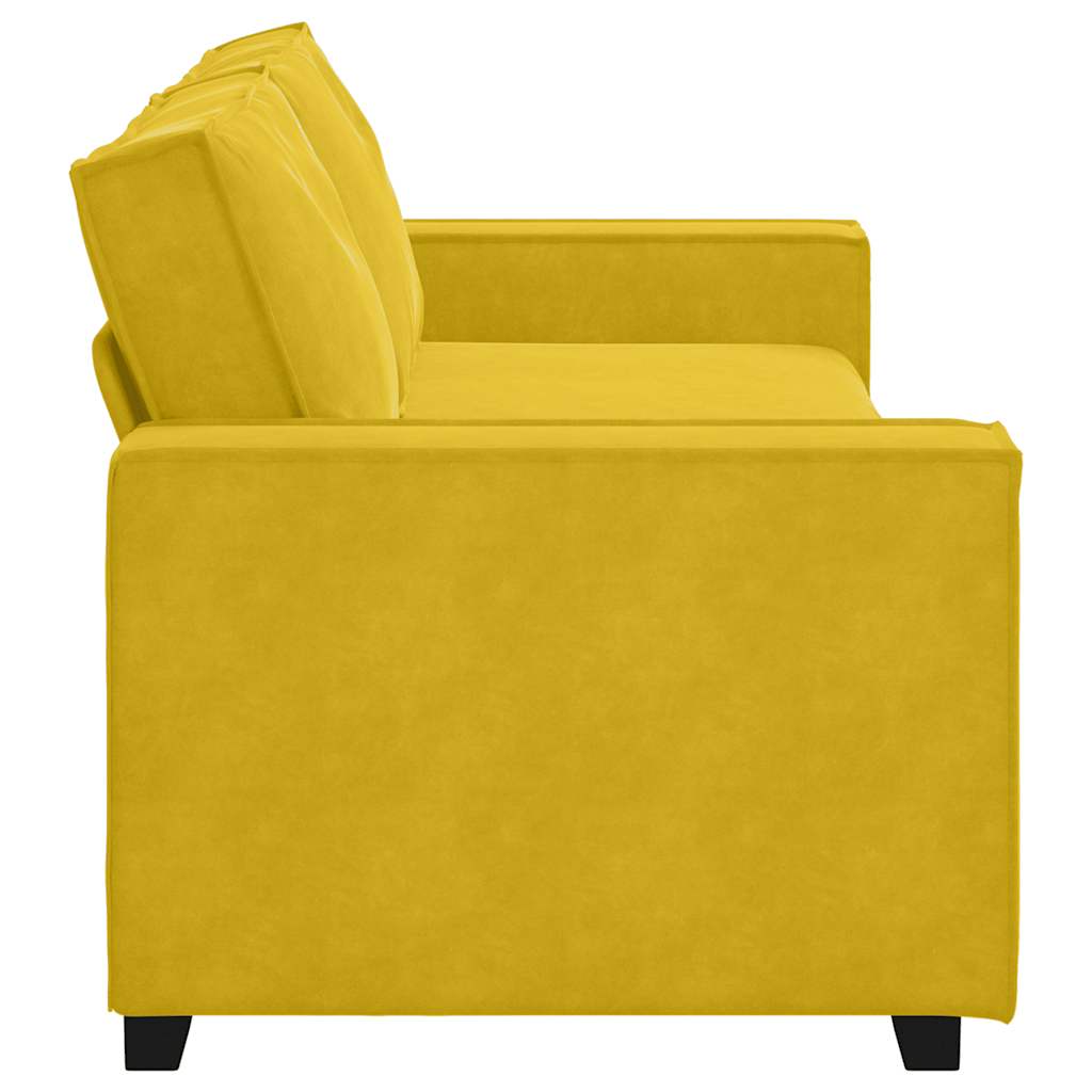 vidaXL Sofa 3-osobowa, żółty, 220x78x84 cm, tapicerowana aksamitem