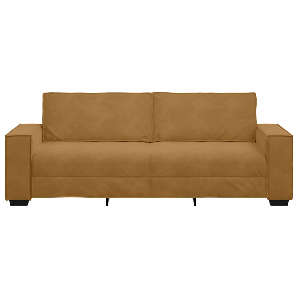 vidaXL Sofa 3-osobowa, brązowa, 220x78x84 cm, tapicerowana aksamitem