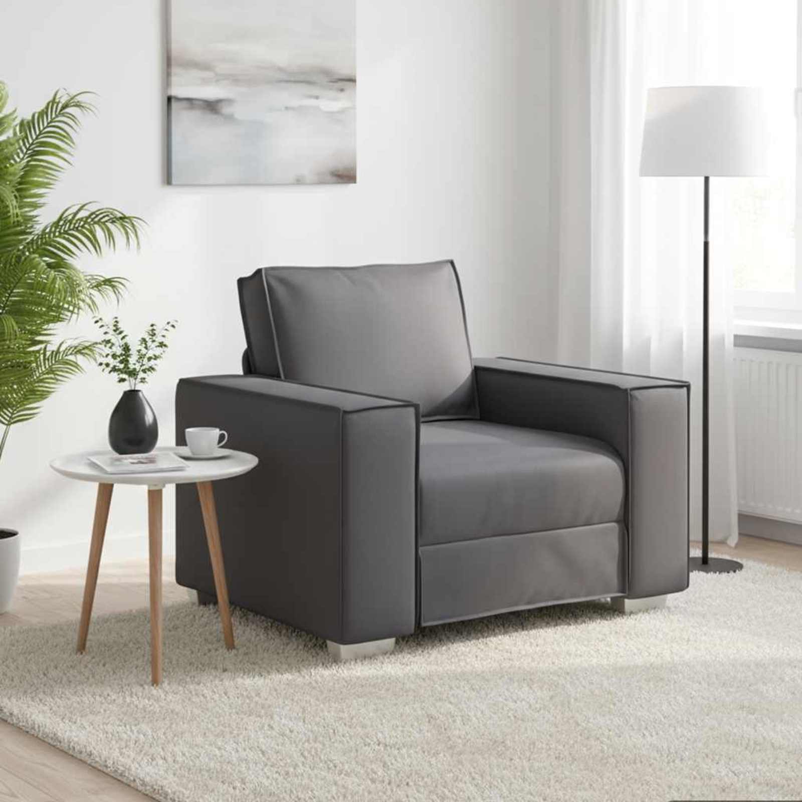 vidaXL Fotel Szary 100 cm Skóra ekologiczna