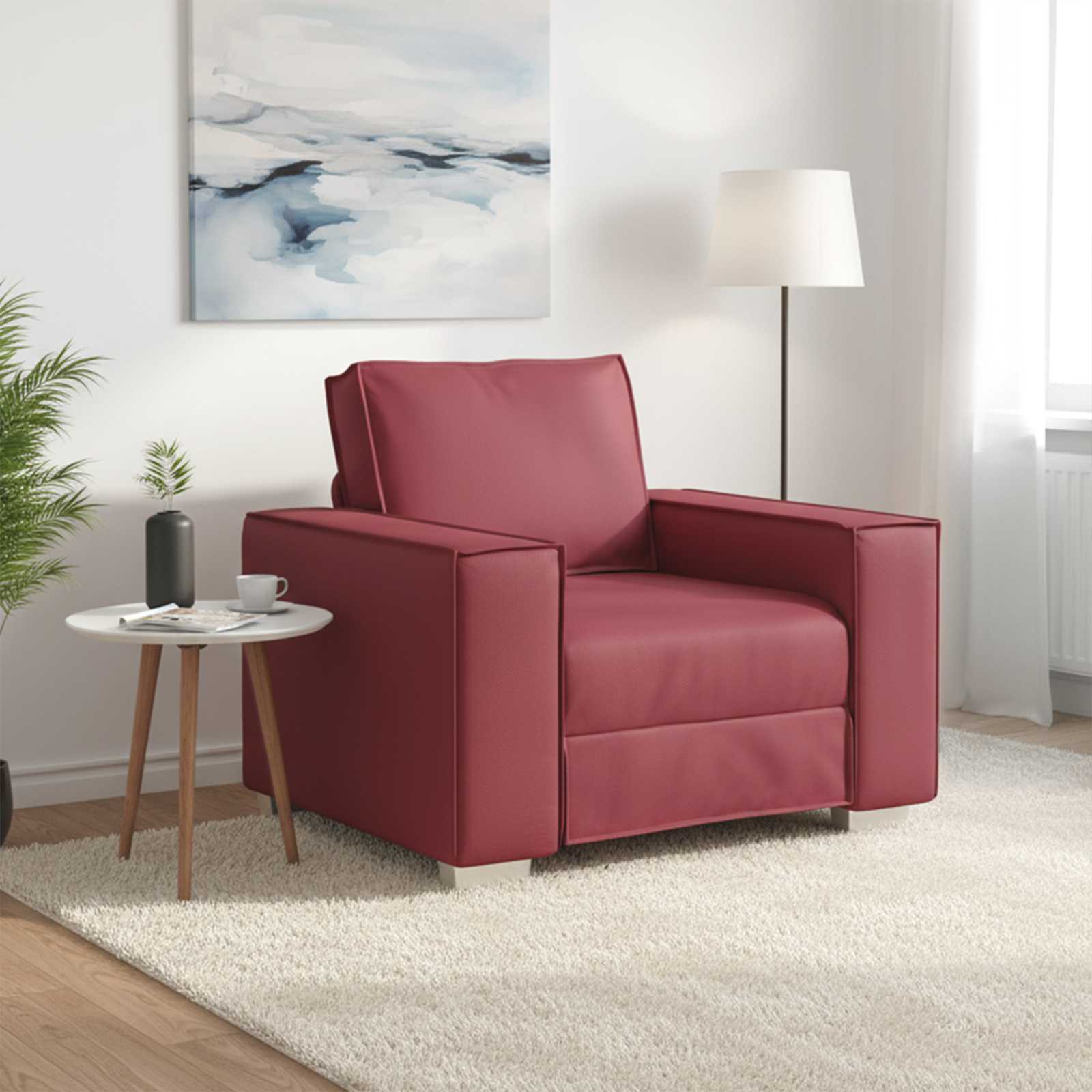vidaXL Fotel Czerwone wino 100 cm Skóra ekologiczna