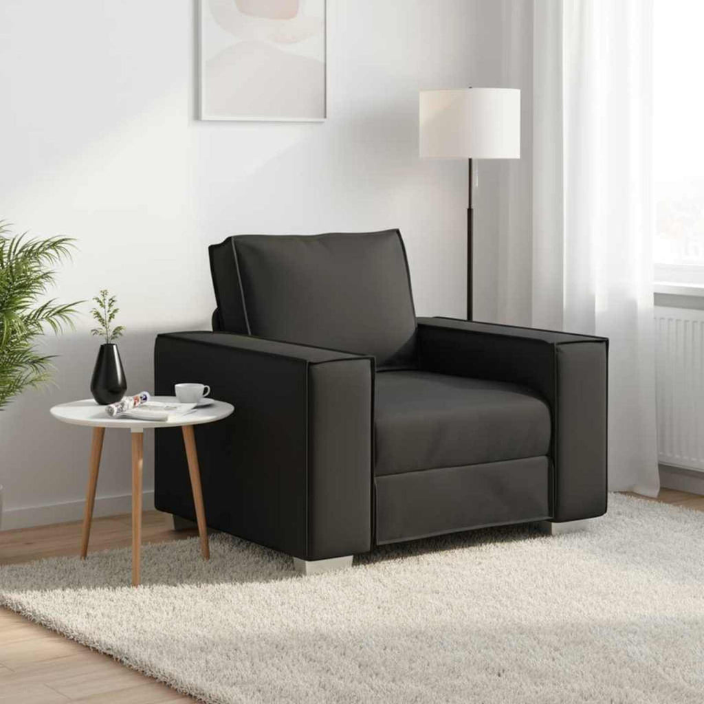 vidaXL Fotel Czarny 100 cm Skóra ekologiczna
