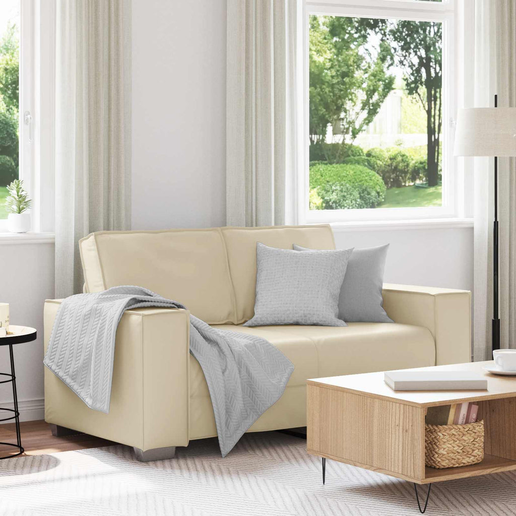 vidaXL Sofa dwuosobowa Kremowy 160 cm Skóra ekologiczna