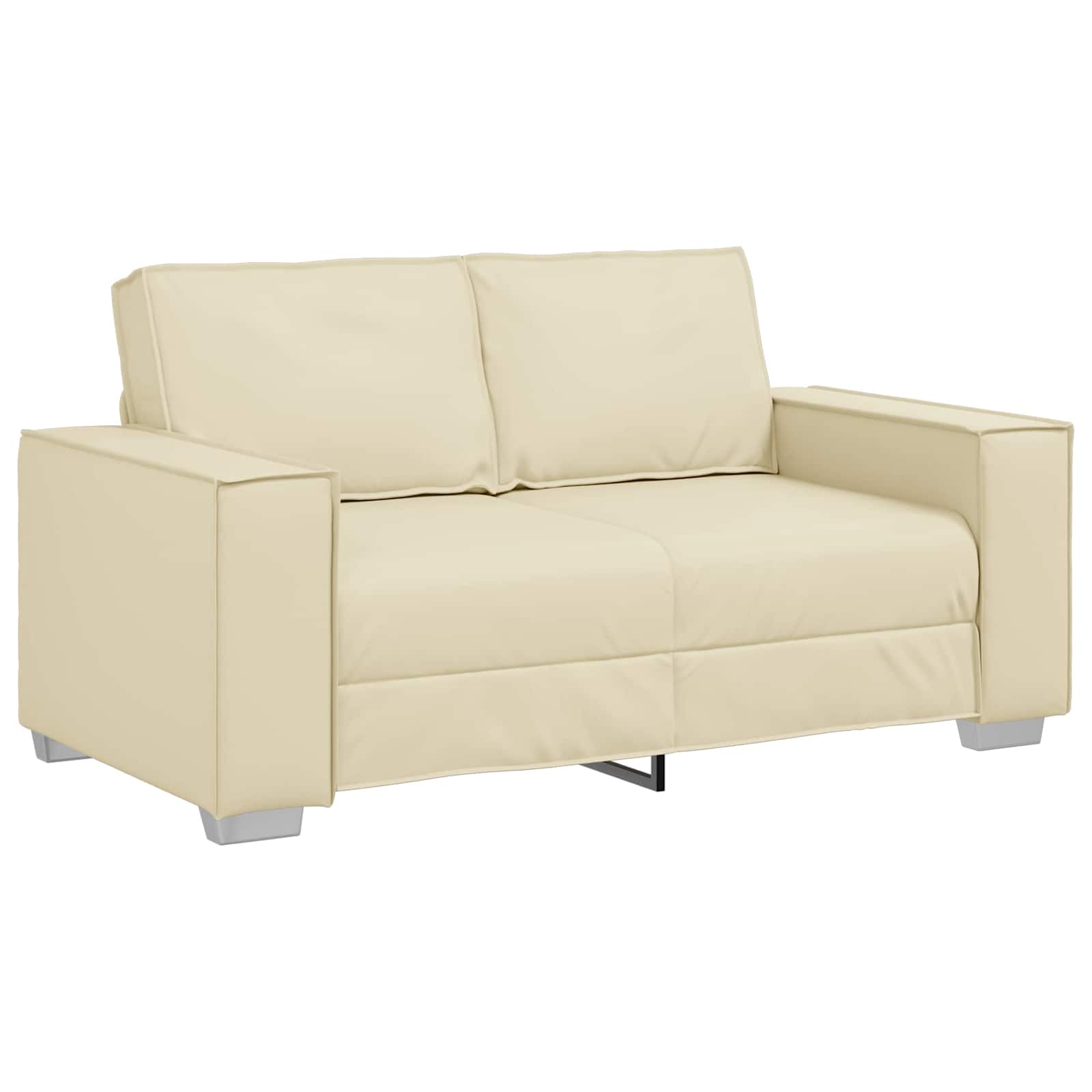 vidaXL Sofa dwuosobowa Kremowy 160 cm Skóra ekologiczna