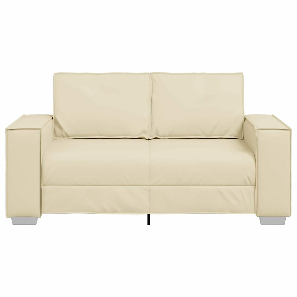 vidaXL Sofa dwuosobowa Kremowy 160 cm Skóra ekologiczna