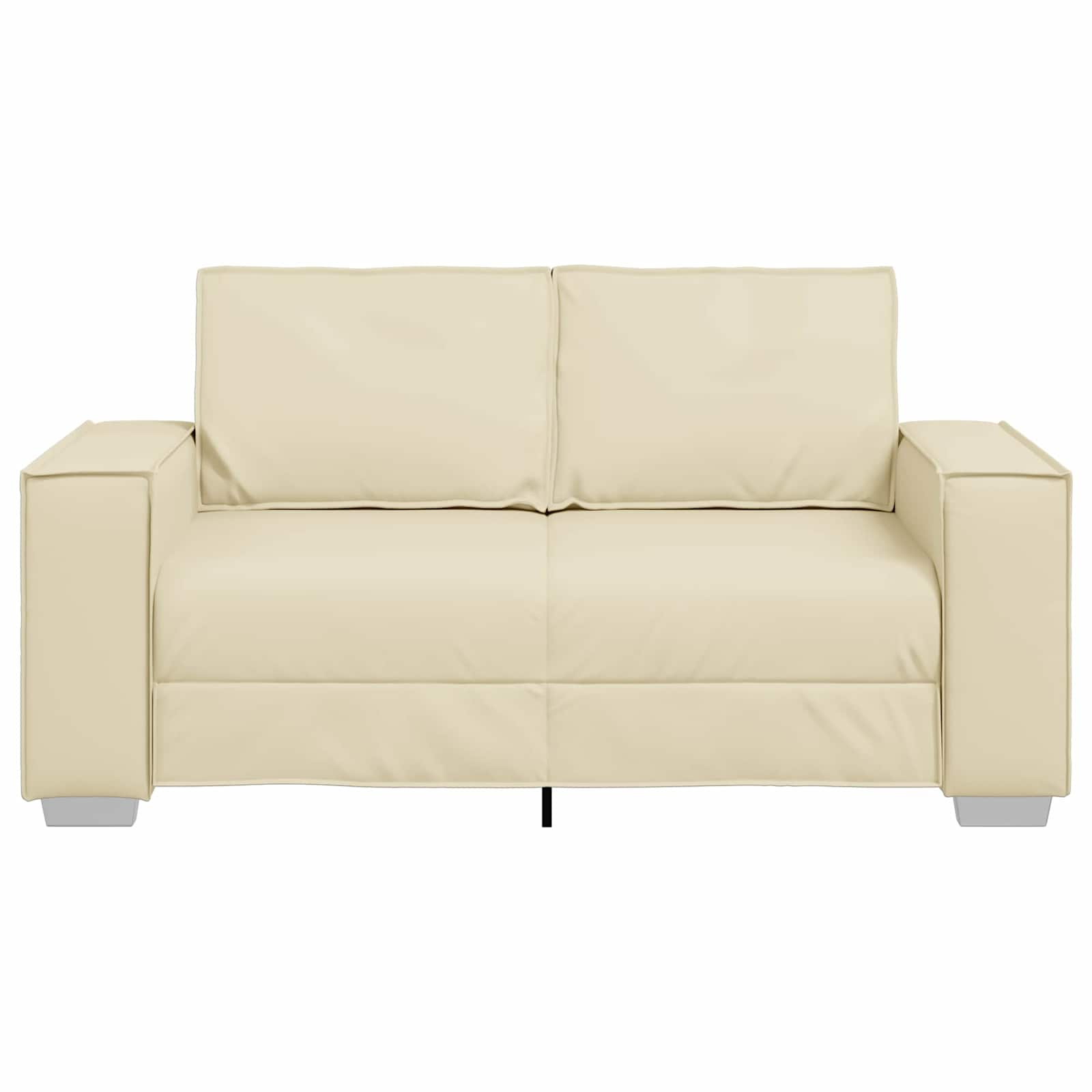 vidaXL Sofa dwuosobowa Kremowy 160 cm Skóra ekologiczna