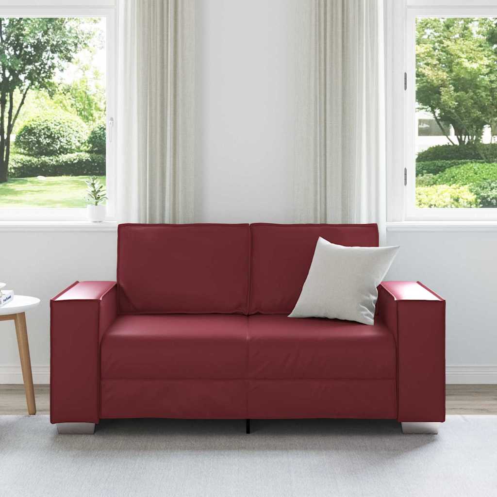 vidaXL Sofa dwuosobowa Czerwone wino 160 cm Skóra ekologiczna