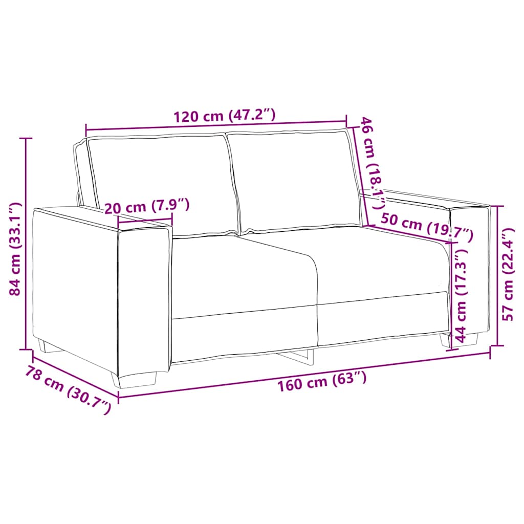 vidaXL Sofa dwuosobowa Czerwone wino 160 cm Skóra ekologiczna