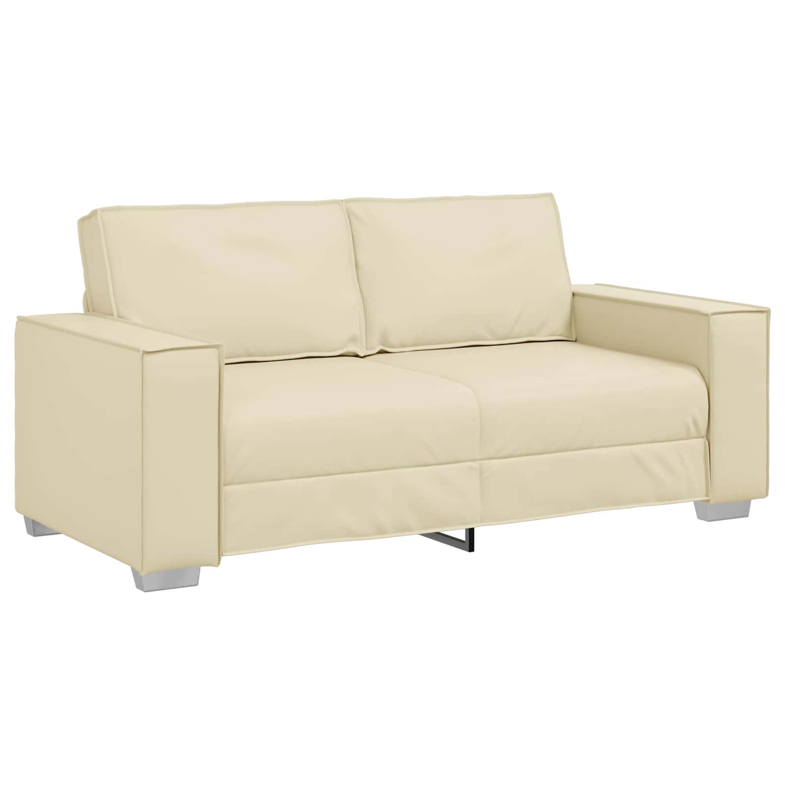 vidaXL Sofa dwuosobowa Kremowy 180 cm Skóra ekologiczna