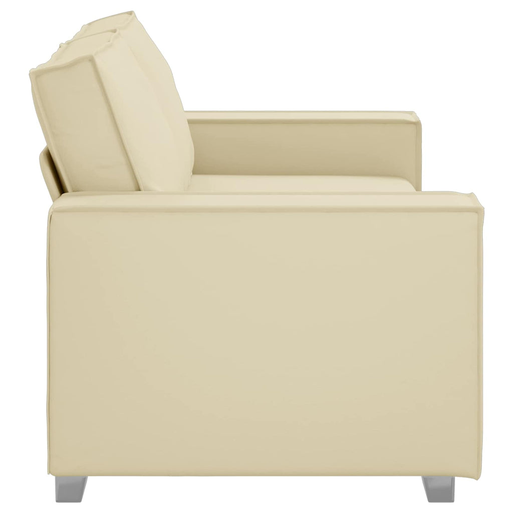 vidaXL Sofa dwuosobowa Kremowy 180 cm Skóra ekologiczna