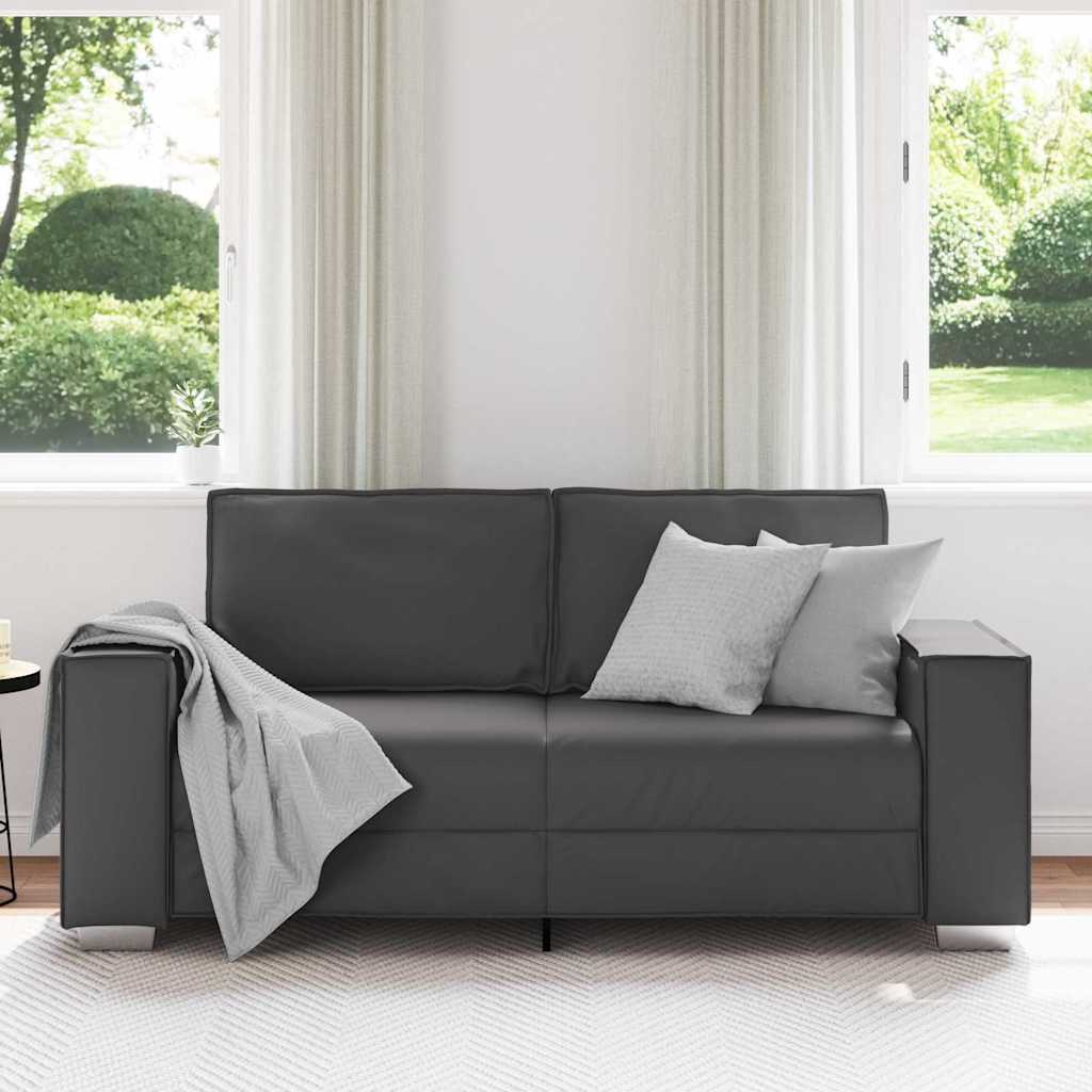 vidaXL Sofa dwuosobowa Szary 180 cm Skóra ekologiczna