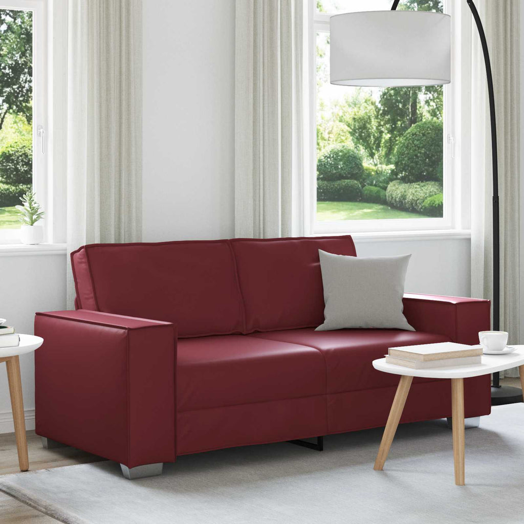 vidaXL Sofa dwuosobowa Czerwone wino 180 cm Skóra ekologiczna