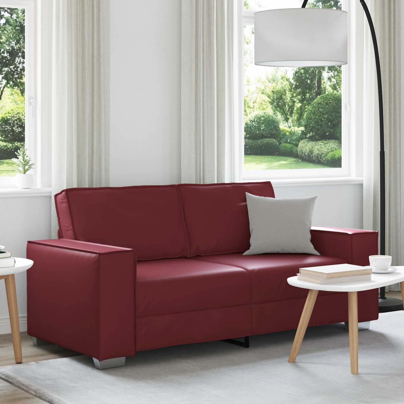 vidaXL Sofa dwuosobowa Czerwone wino 180 cm Skóra ekologiczna
