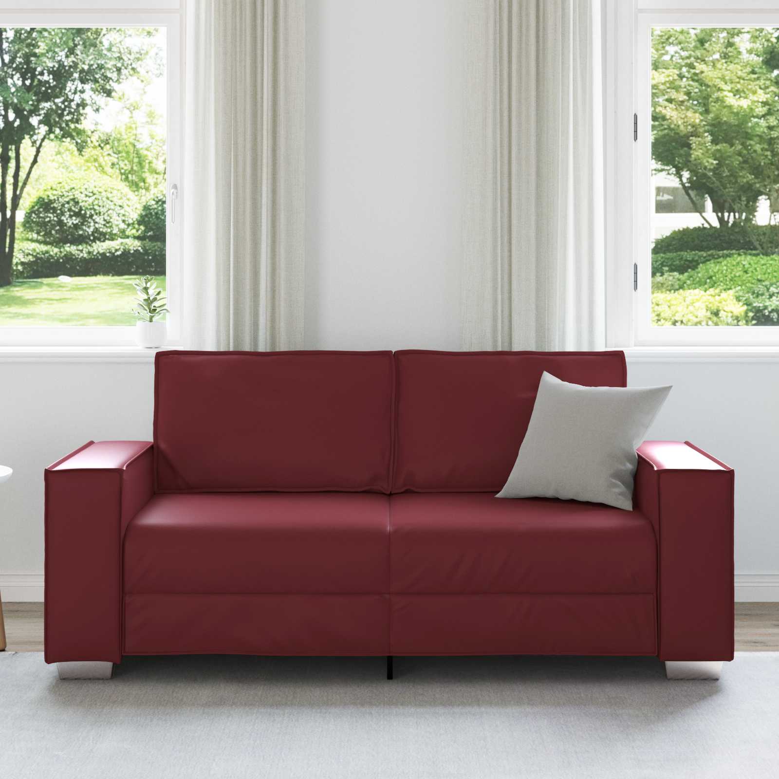 vidaXL Sofa dwuosobowa Czerwone wino 180 cm Skóra ekologiczna