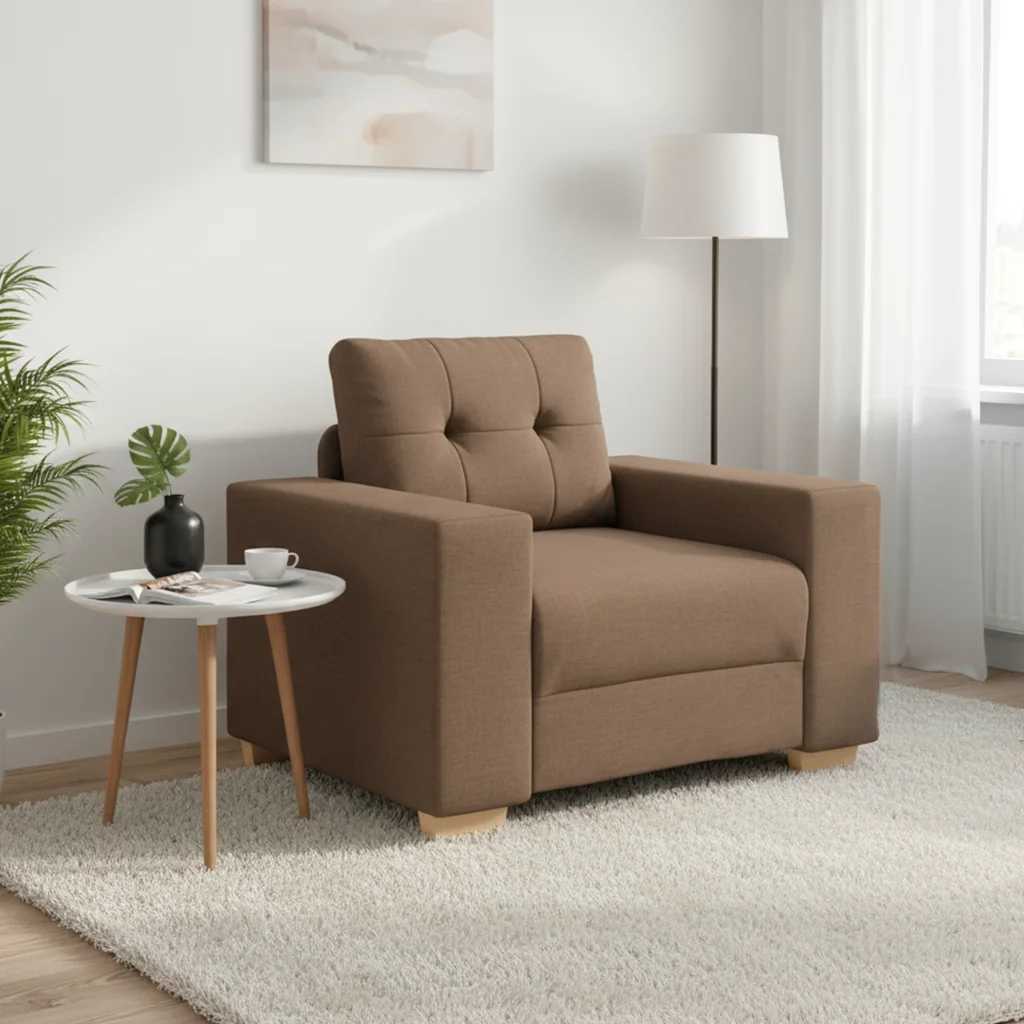 vidaXL Fotel, brązowy, 100x78x80 cm, obity tkaniną