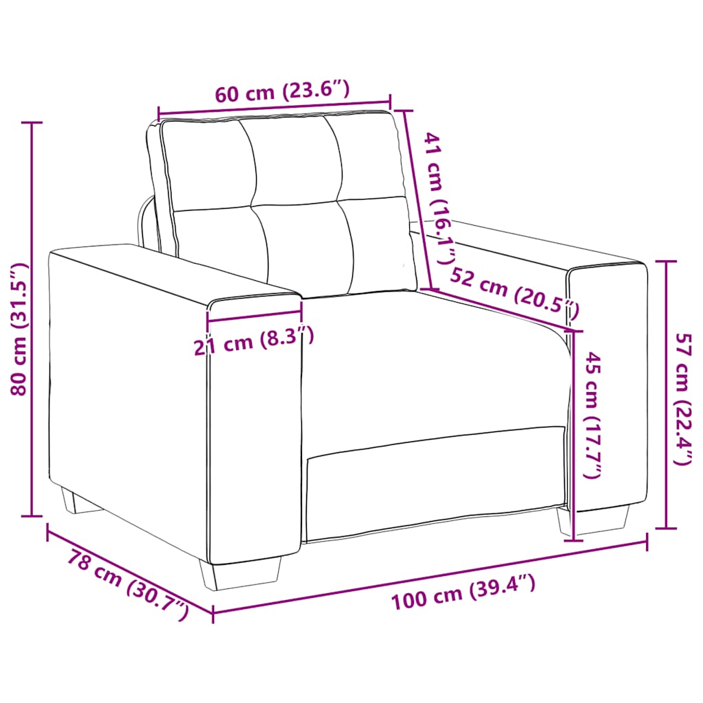 vidaXL Fotel obity lnem 100x78x80 cm