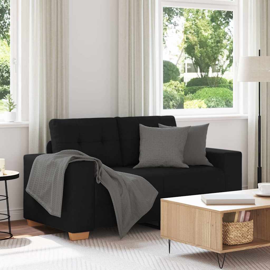 vidaXL Sofa dwuosobowa, czarna, 160x77x82 cm, tkanina