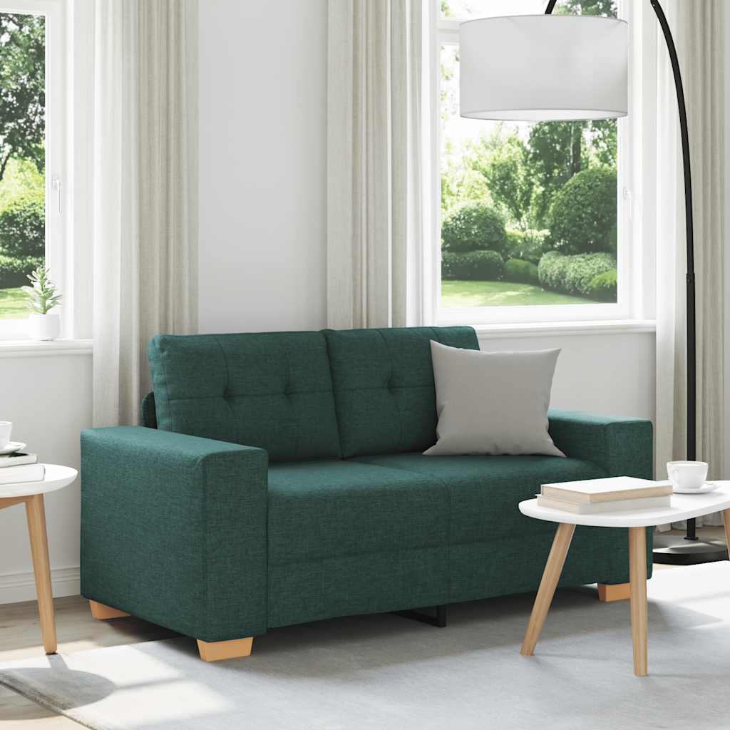vidaXL Sofa dwuosobowa, ciemnozielona, 160x77x82 cm, tkanina