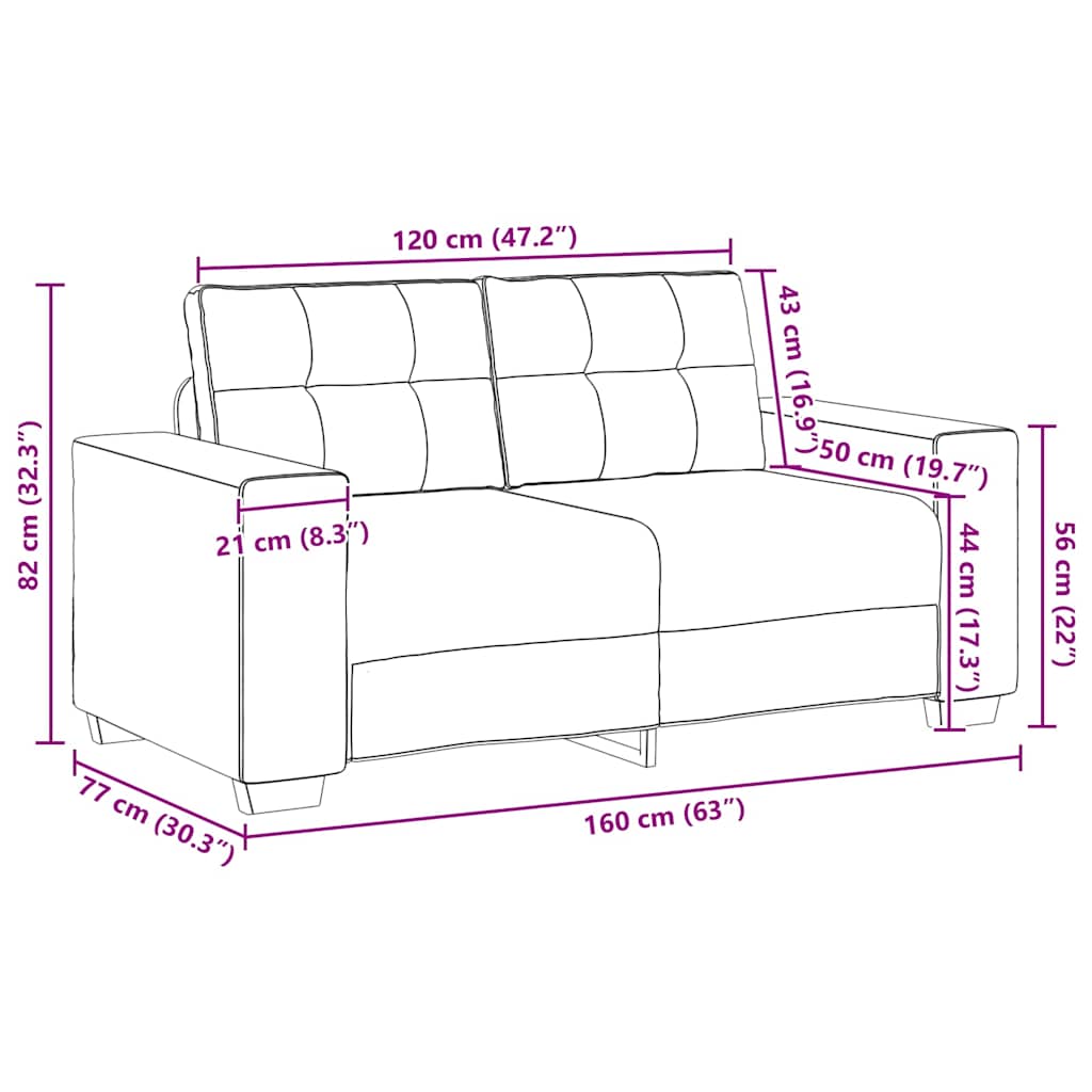 vidaXL Sofa dwuosobowa obity lnem, 160x77x82 cm